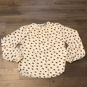H&M Black and Cream dotted long-sleeve Blouse (S)